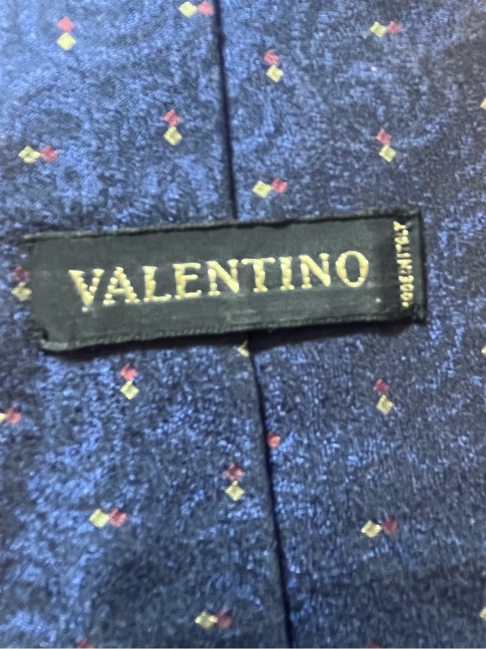 Valentino Navy Silk tie  with Red and Gold Dot Motif